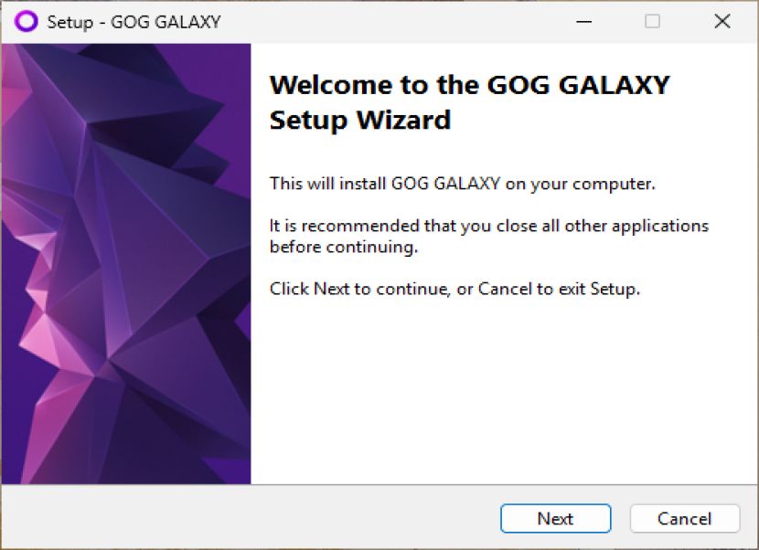 GOG Galaxy telepítés