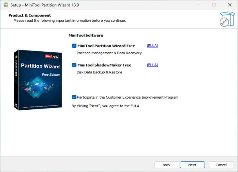 MiniTool Partition Wizard komponensek
