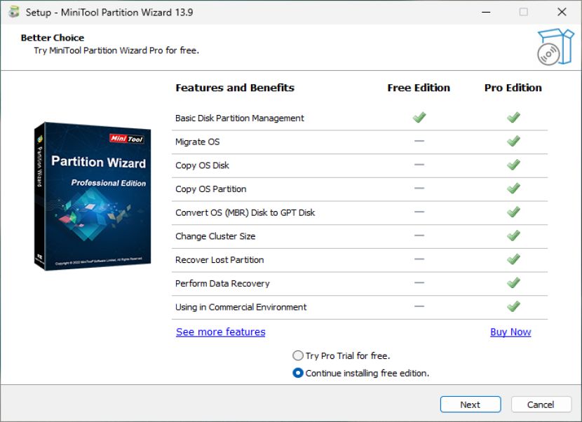 MiniTool Partition Wizard telepítés