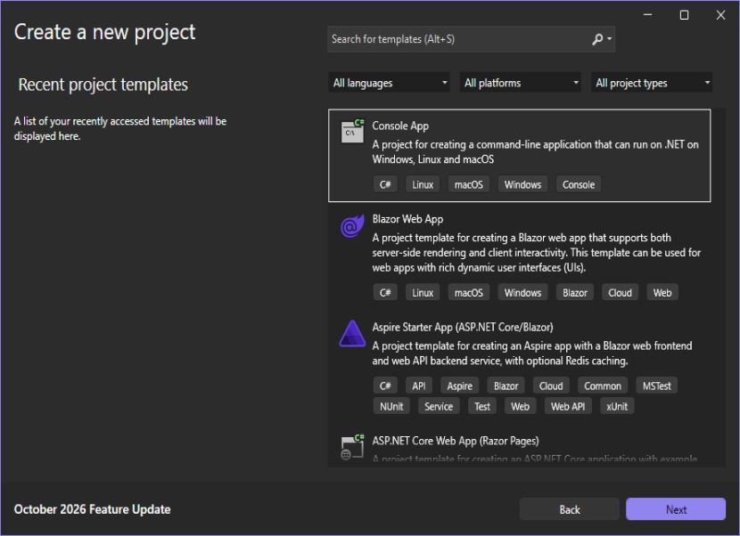 Visual Studio Community létrehozás